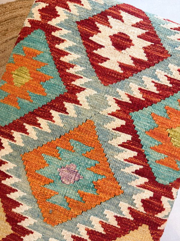 Handwoven Kilim bench. Ideal for styling interiors and home decor purpose.