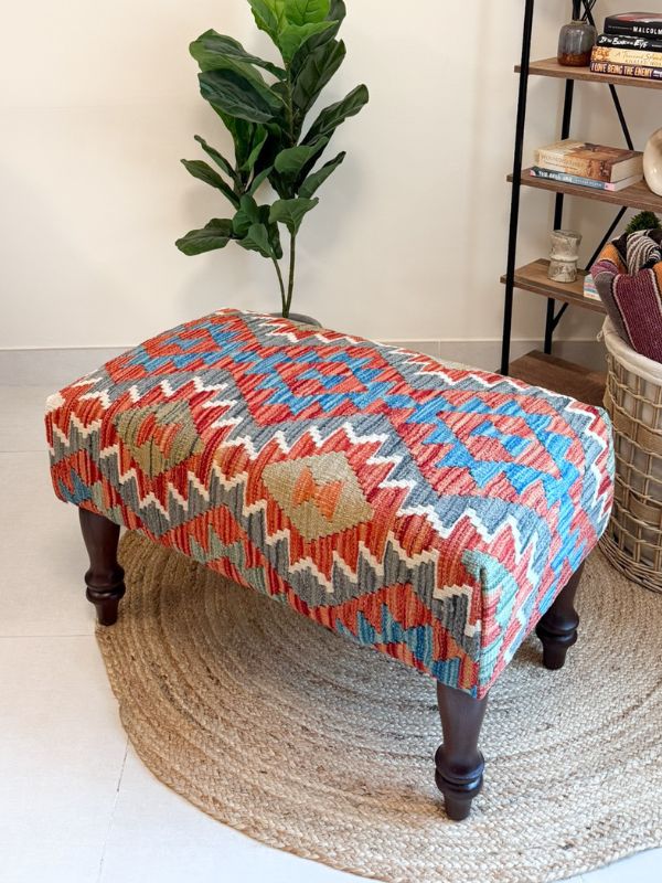Handwoven kilim bench. Ideal for styling interiors and home decor purpose.