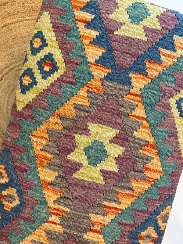 Handwoven Kilim bench. Ideal for styling interiors and home decor purpose.
