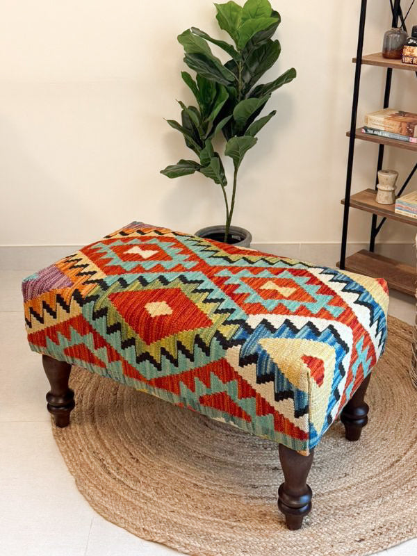 Crimson Kilim Bench