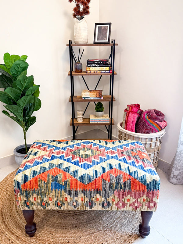 Handwoven kilim bench. Ideal for styling interiors and home decor purpose.