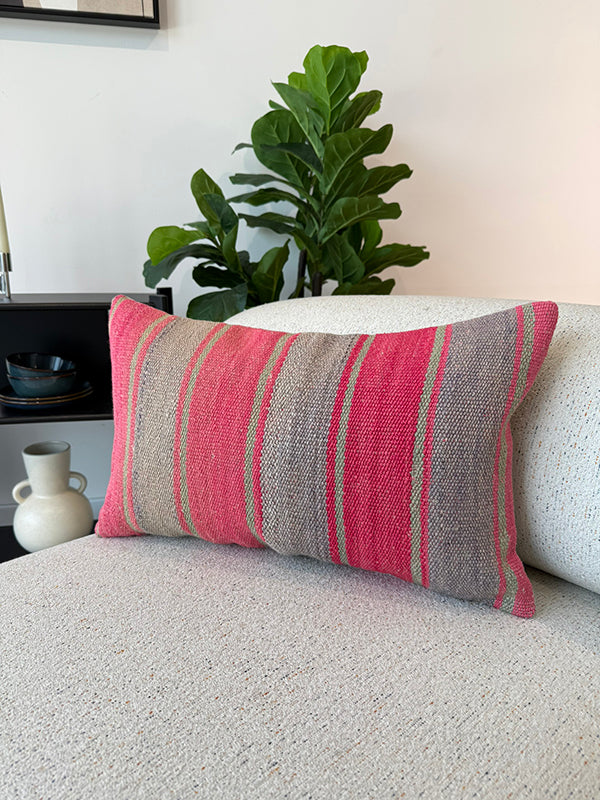 Striped handmade cushion cover, artisanal   lazenta collection