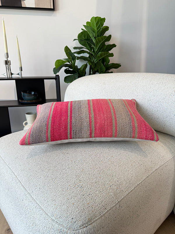 Striped handmade cushion cover, artisanal   lazenta collection