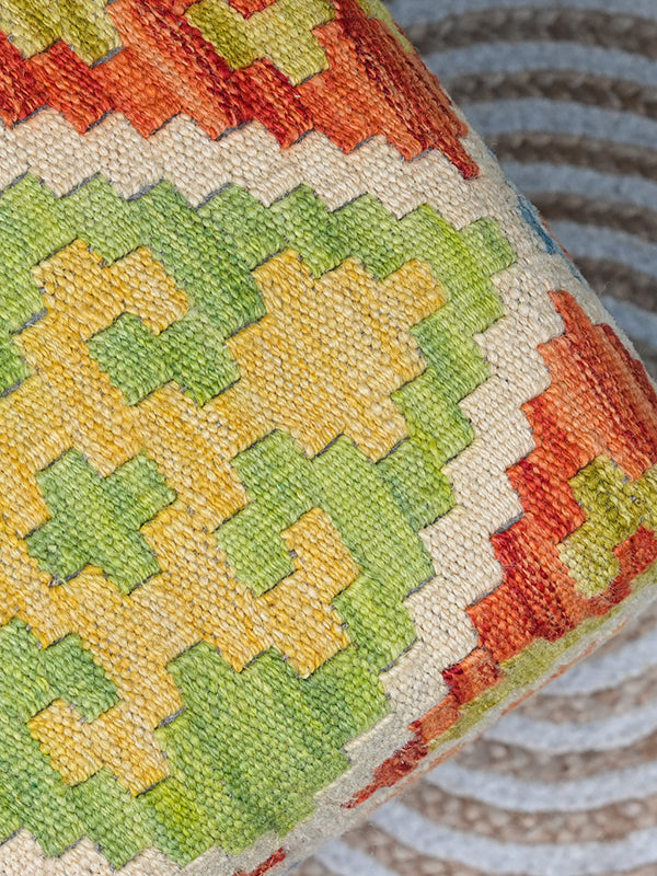 kilim upholstered bench handmade artisanal