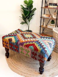 Handwoven kilim bench. Ideal for styling interiors and home decor purpose.