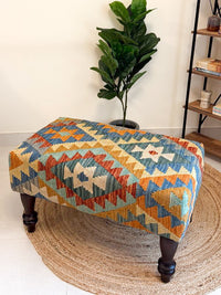 Handwoven Kilim bench. Ideal for styling interiors and home decor purpose.
