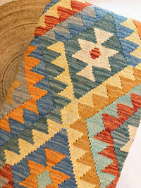 Handwoven Kilim bench. Ideal for styling interiors and home decor purpose.