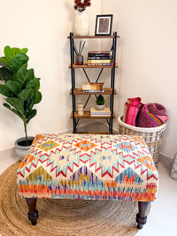 Handwoven kilim bench. Ideal for styling interiors and home decor purpose.