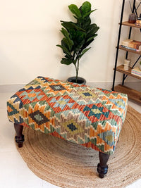 Handwoven Kilim bench. Ideal for styling interiors and home decor purpose.