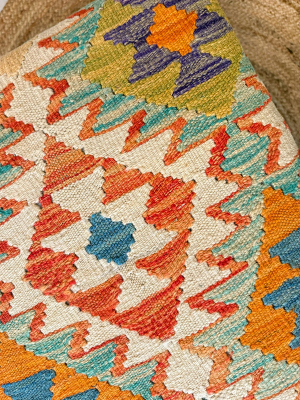 Handwoven kilim bench. Ideal for styling interiors and home decor purpose.