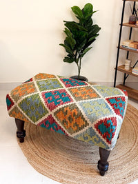 Handwoven Kilim bench. Ideal for styling interiors and home decor purpose.