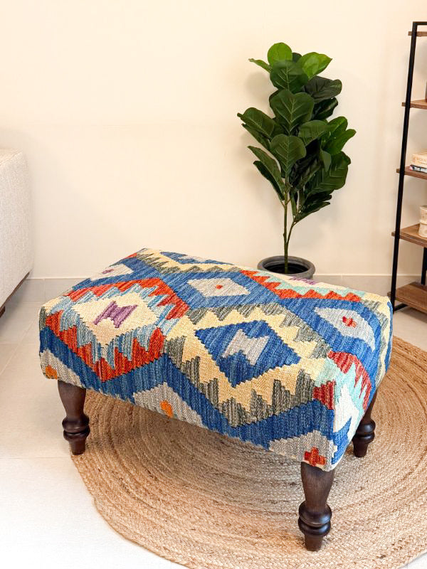 Handwoven kilim bench. Ideal for styling interiors and home decor purpose.