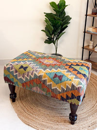 Handwoven kilim bench. Ideal for styling interiors and home decor purpose.